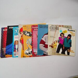 Vintage Craft Book Lot Of 9 Afghans Sweaters Needlework 1950s-80s